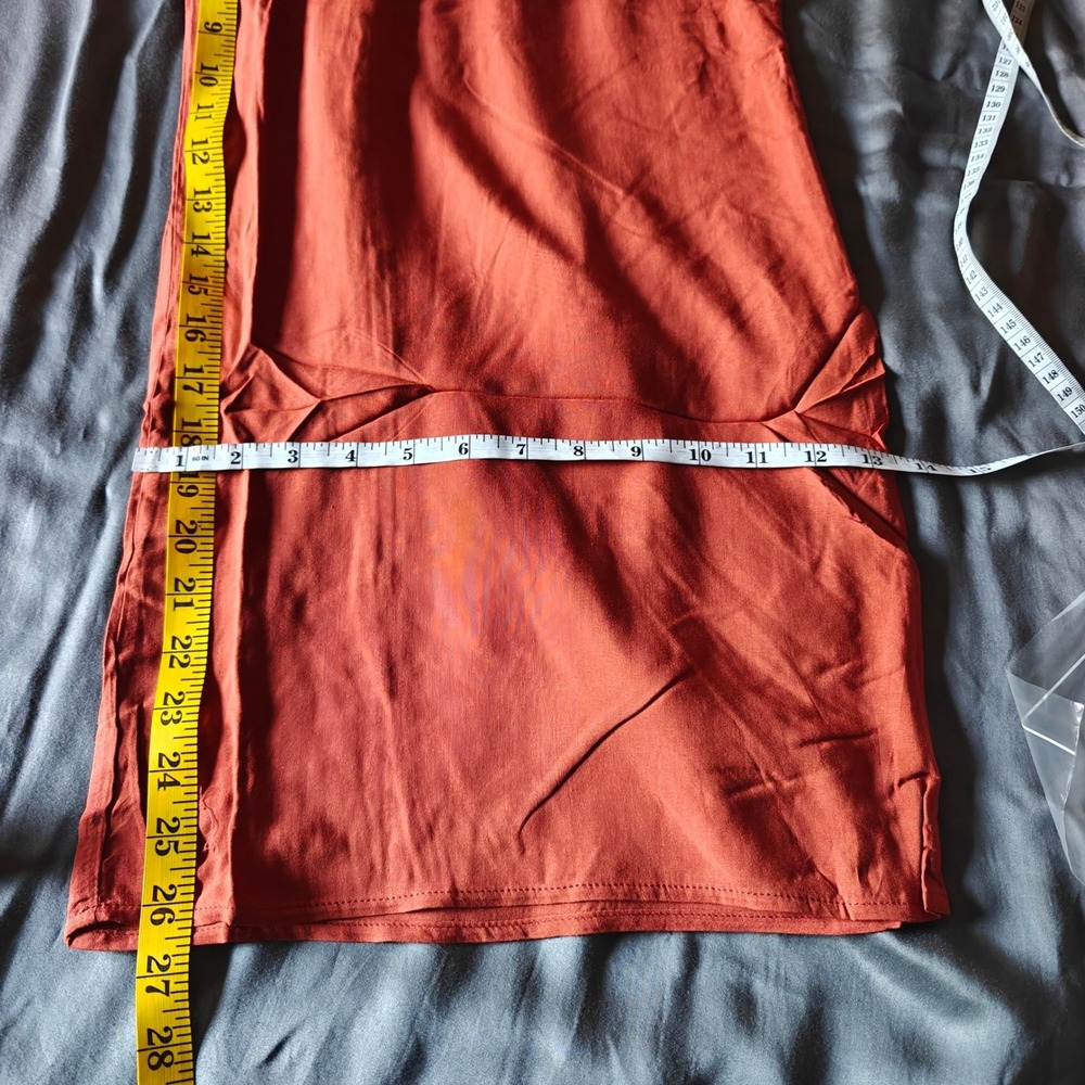 Zenana Rust Tie Back Suspender Jumpsuit Wide Leg Pockets Boho Oversized Medium - Picture 8 of 11
